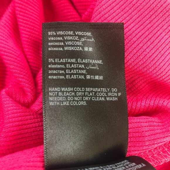 Bebe Rhinestone Logo Hot Pink Fitted Stretchy Dress Large - Picture 10 of 10